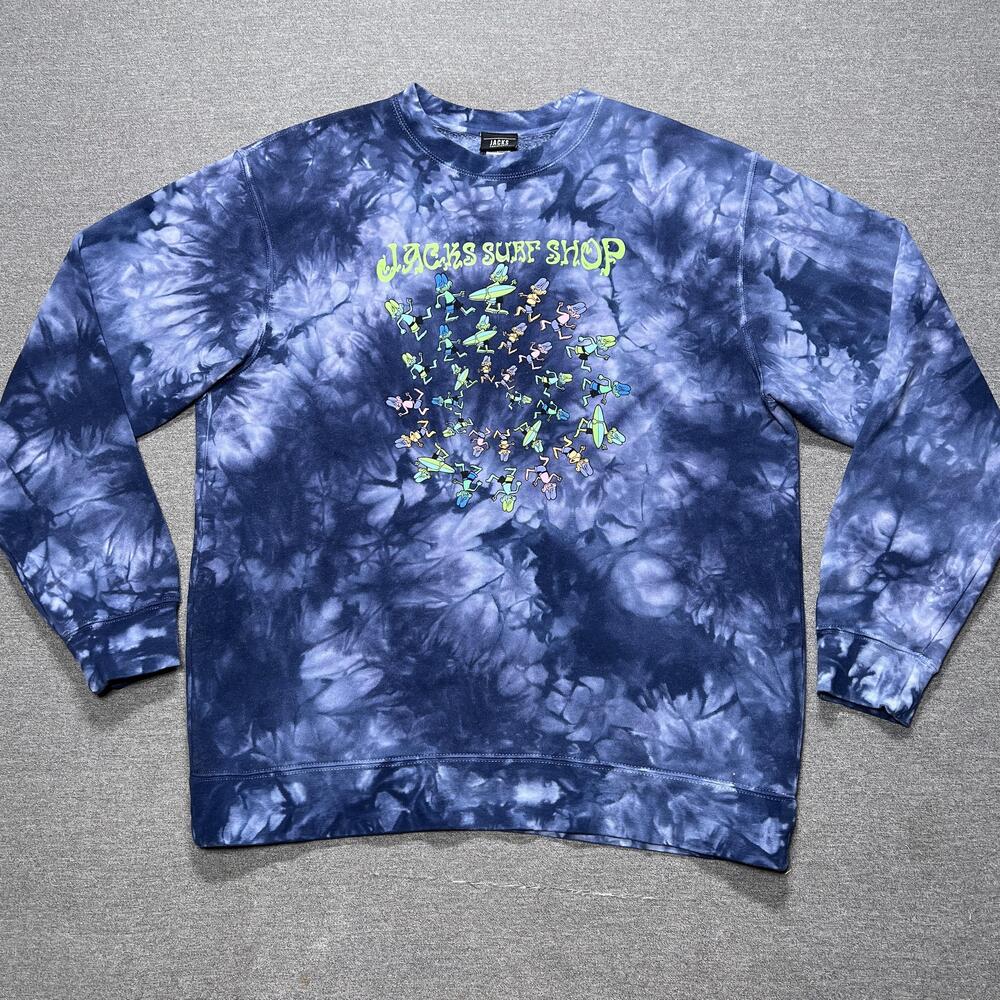 Vintage Jacks Surfboards Sweatshirt Mens Large Blue Tie Dye Surf Shop Pullover